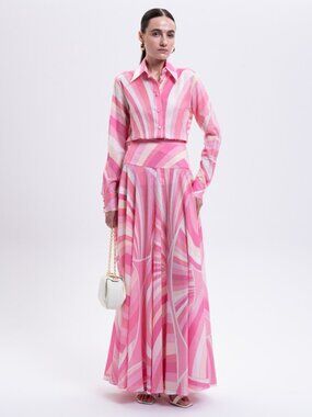 PUCCI Women's Pink Cotton Printed Maxi Skirt